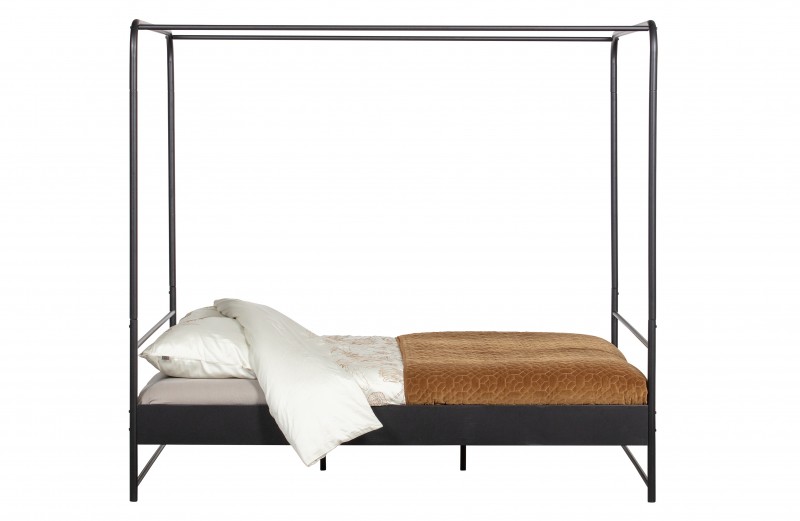 BED FRAME BUNK BLACK METAL DOUBLE - BED, BED BACK